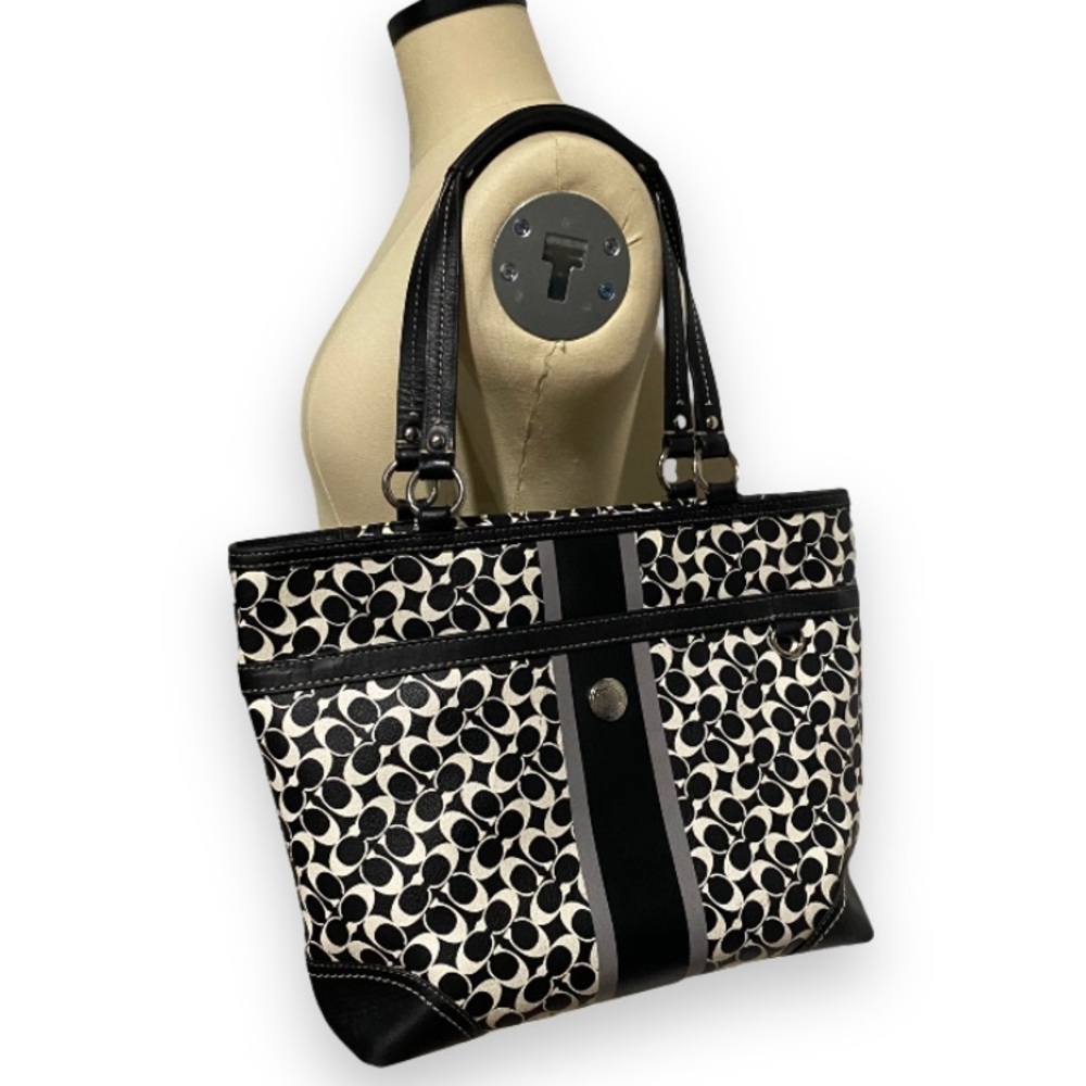Coach Black & White Monogram Tote